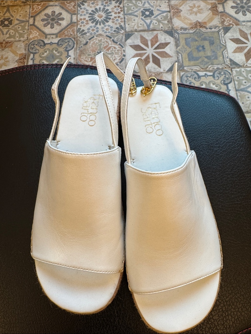 Franco Sarto White Leather Slingback Mules